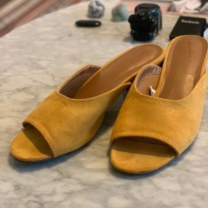Mustard Kitten Peeptoe Heels